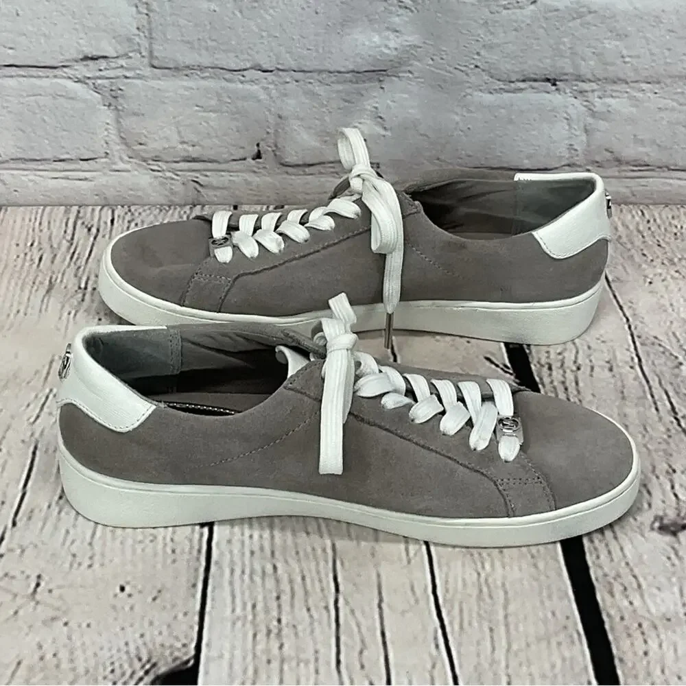 Michael Kors Suede Sneakers Women's Size 7M Gray Casual Vacation Logo Lace Up
